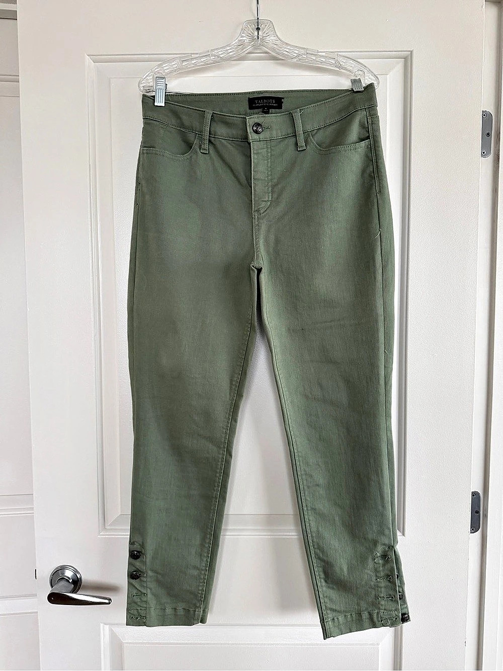 Talbots Flawless Five-Pocket Ankle Pants in Green Size 8